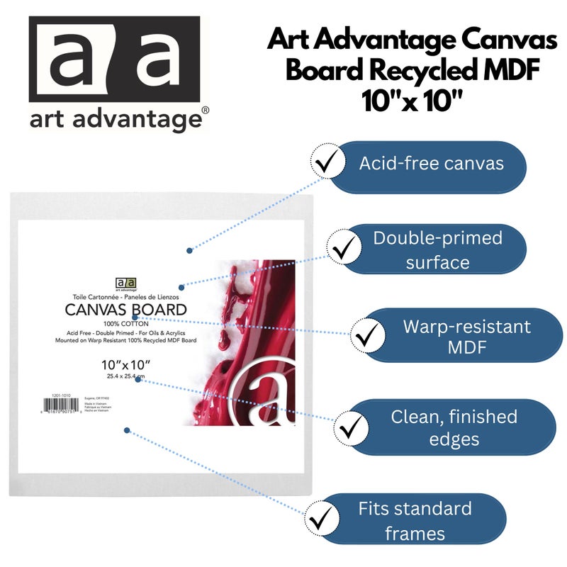 Art Advantage Canvas Board Recycled MDF 10x10 - Recycled MDF Canvas Panels for Painting, Paint Canvas, Canvases for Painting, Acrylic, Oil & Watercolor Art, Professional & Hobby Use - Image 2